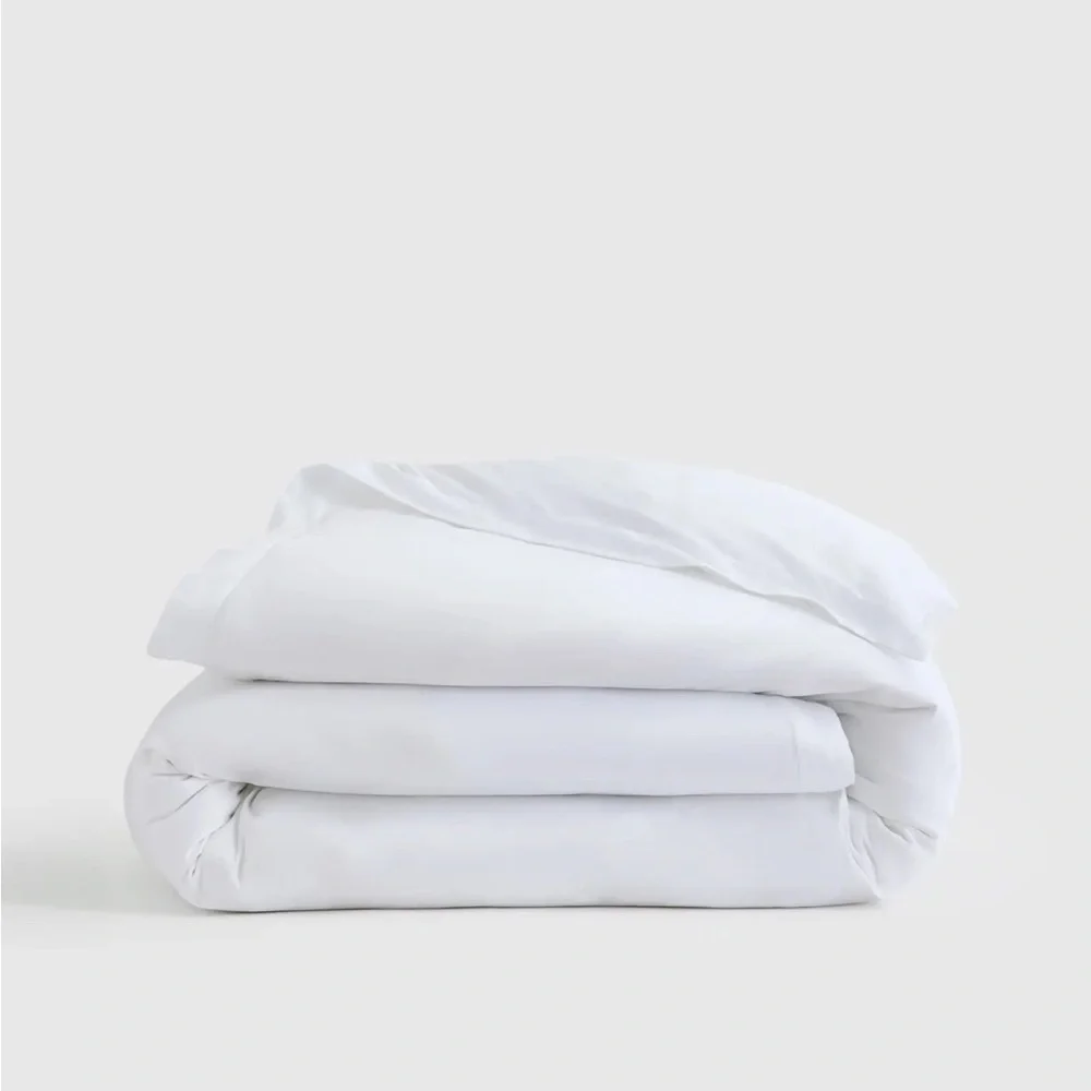 Quince Giza Cotton Sateen Duvet Cover White Full Queen